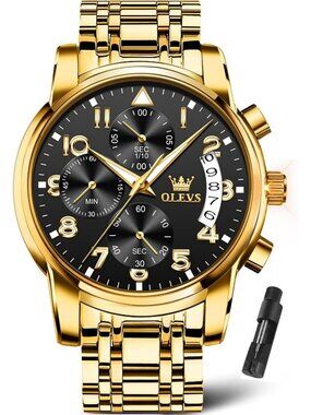 Luxury Men's Stainless Steel Analog Watch - Waterproof Date Dress Timepiece